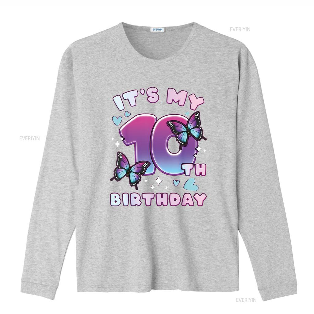 10e Verjaardag Meisje 10 jaar Vlinders en Numb Kenmerkend Damesmode T-shirt Print Top vintage Gewassen grafisch