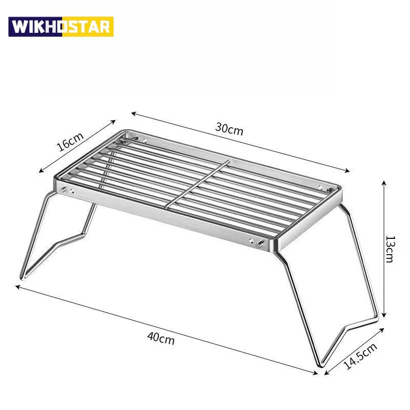 Outdoor Stainless Steel Stove Holder Camping Portable Folding Mini Barbecue Rack Set Pot Holder Baking Tray Holder