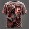 Men's 3D Zombie Horror Print T-Shirt, Casual Round-Neck Short-Sleeve Top Summer Loose-Fit T-Shirt Halloween-Themed Men's Top