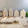 4Pieces Decorative House Shape Silicone Molds Resin Crafting Tool Silicone Ornament Moulds Silicone Texture for Crafting