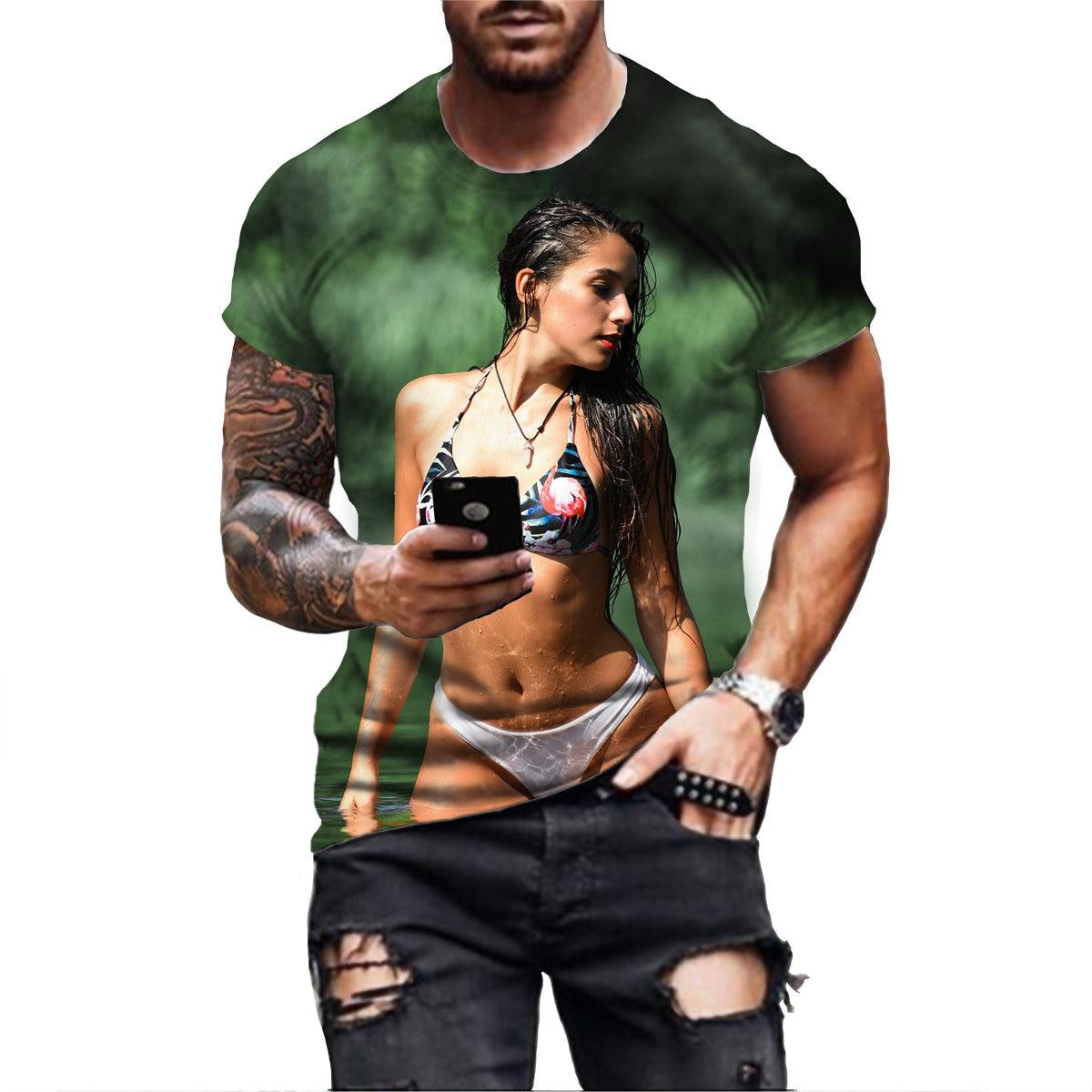 

Летняя пляжная красотка, мужская футболка, сексуальная футболка для девочек, пляжная красавица, модель бикини, футболка с 3d аниме, футболки, мужская одежда