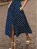 European Sleeveless Polka Dot Retro Dress with Lapel and Faux Button Lace-up Design