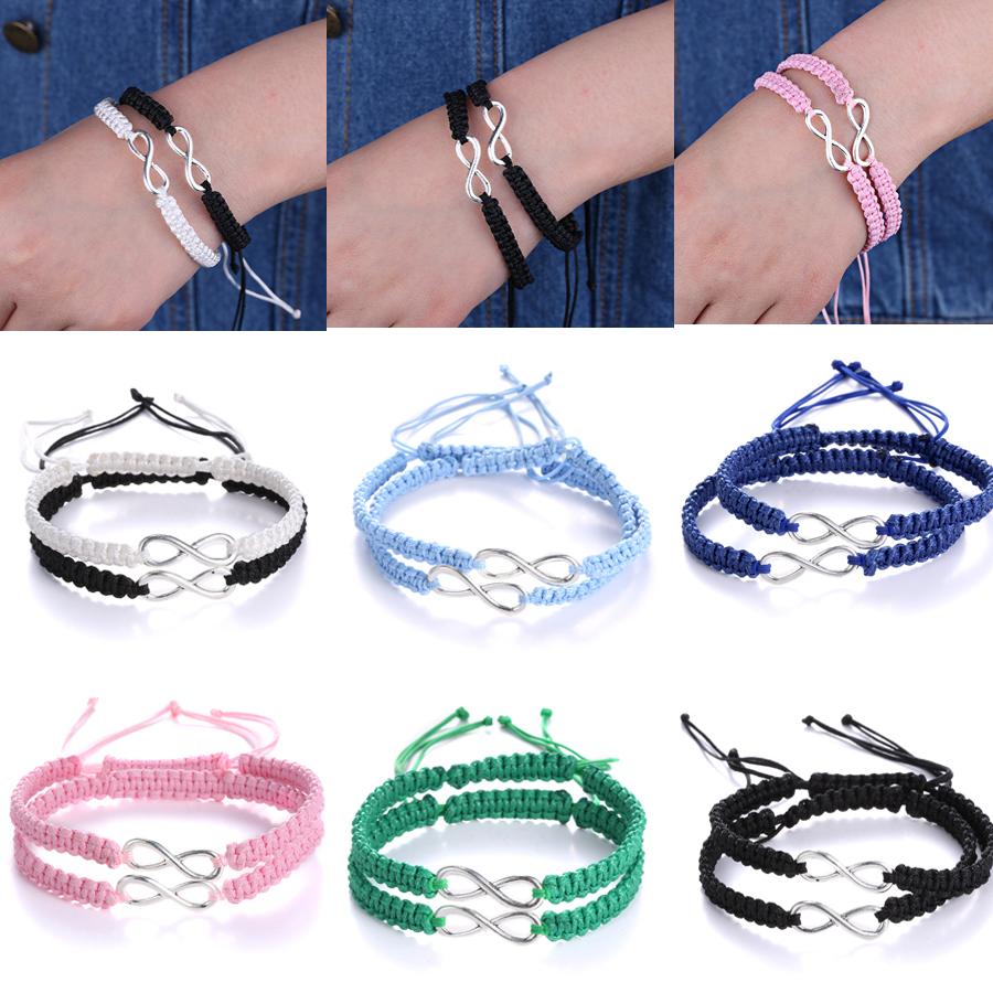 2Pcs/Set Couple Bracelet For Men Women Handmade Braided Rope Infinity Love Lucky Bracelet Friendship Valentine's Day Zircon