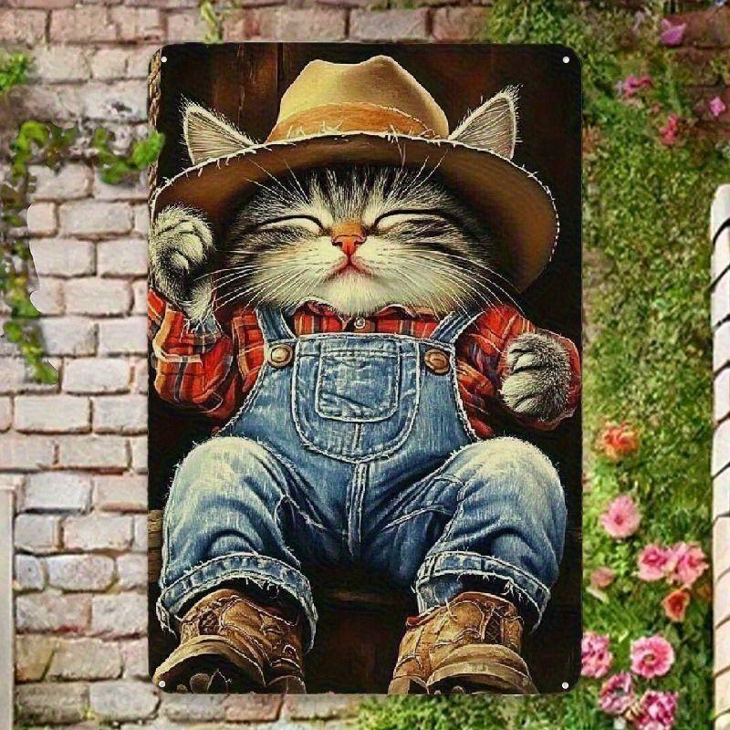 Vintage Style Metal Tin Sign Cute Cats Dogs for Cafe Interior