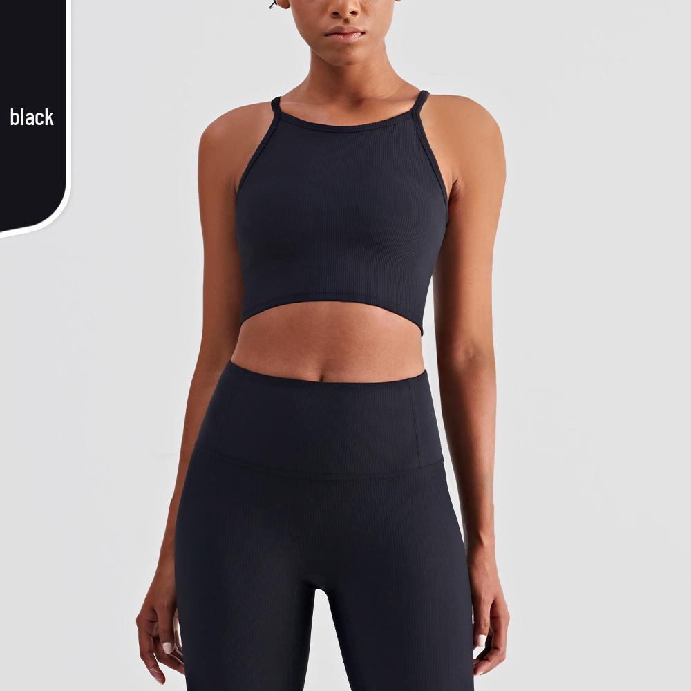 Women's European and American Slimming Ribbed High Neck Yoga Tank Top - Anti-Exposure, Beautiful Back Fitness Apparel for Summer