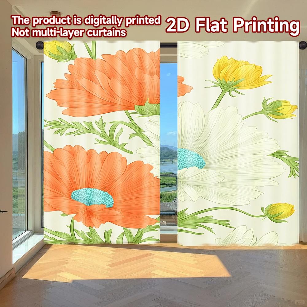 

Flat Printing Curtains Without Rod Floral Spring Delight Fashionable Curtainments During Saint Patrick Curtain Set Of 2 Modern Made Polyester Washable W100*H70(CM)-Hooks&2PCS