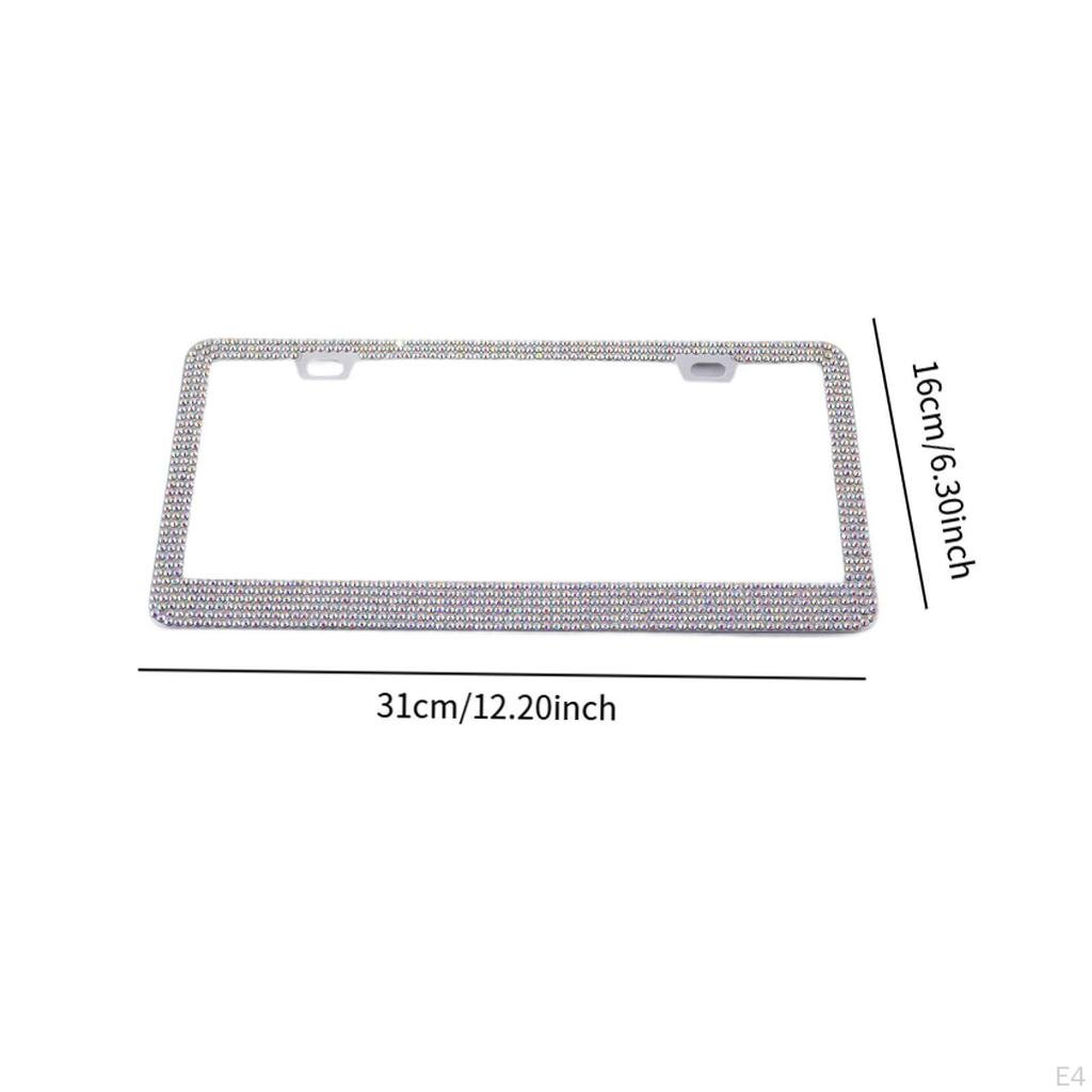2 Pack Car License Plate Frame for Women in Stainless Steel with Rhinestones