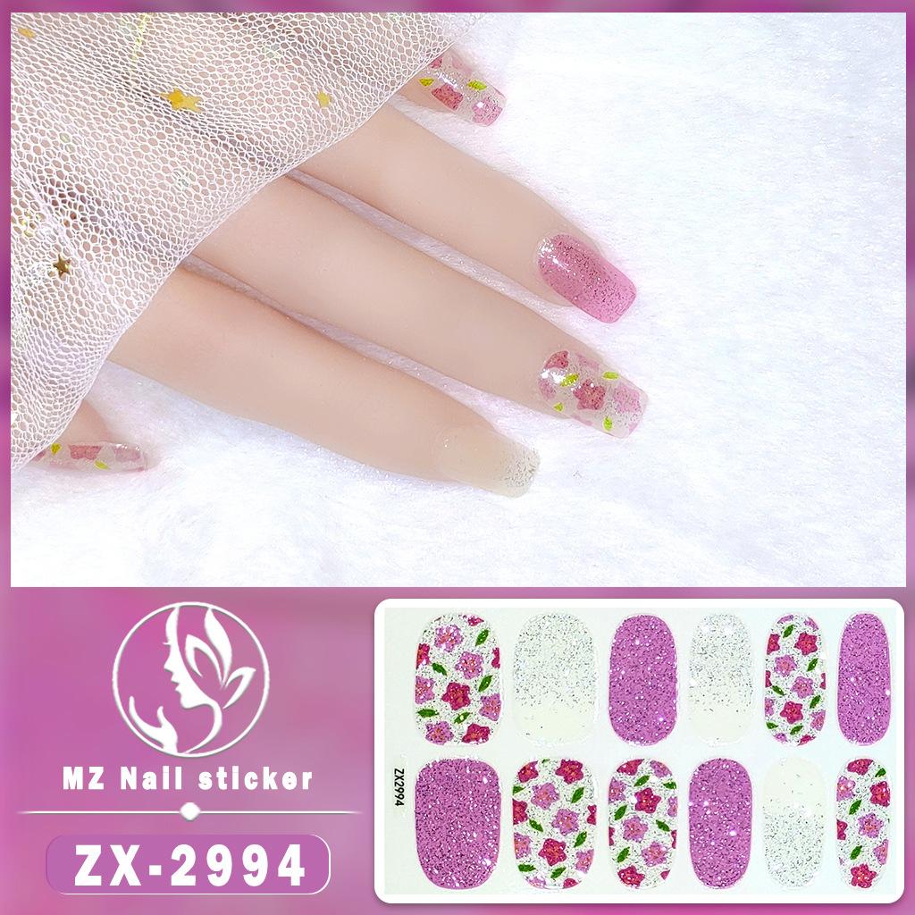 12-finger White No-Bake Nail Decal Fully Coated with Waterproof Long-lasting Nail Patch Simple Wind Nail Polish Adhesive