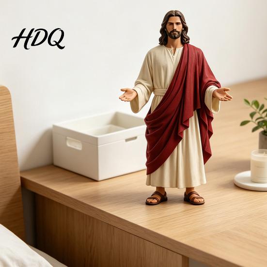 Jesus Figurine 5 Inch with Open Arm Hand Painted Religious Outstretched Hands Figure Statue Resin Christian Sculpture for Spiritual Collection