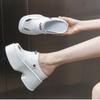 11cm Genuine Leather Synthetic Women Summer Platform Wedge Brand Bling Shoes Fashion Casual High Slippers Sandals Hollow