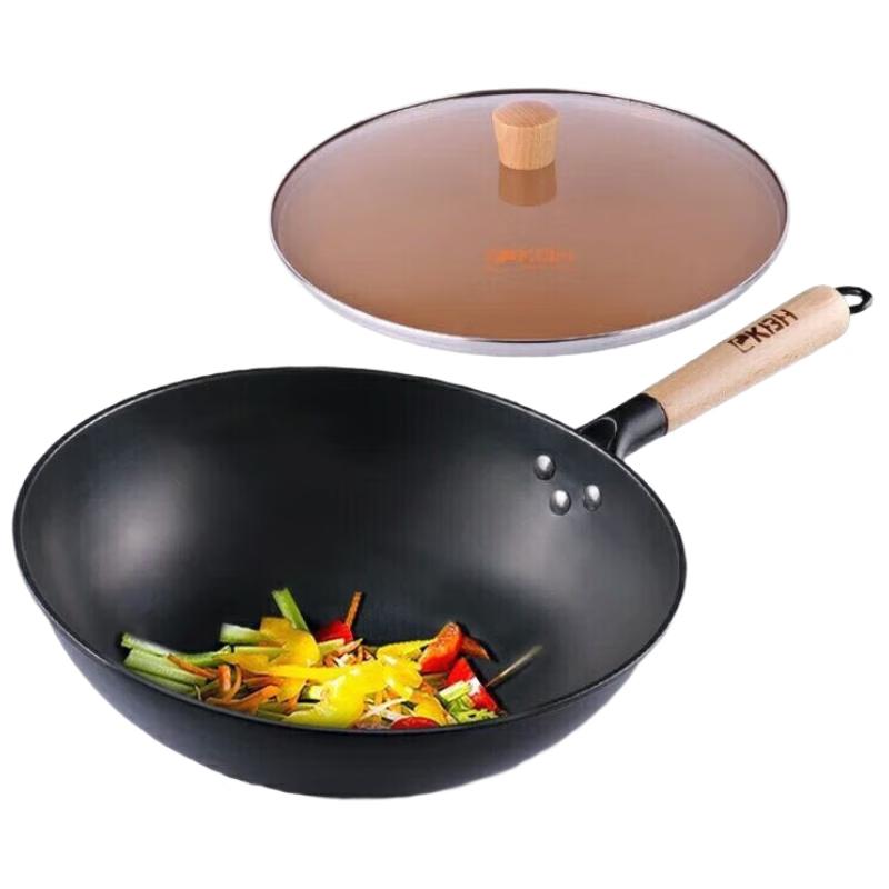 Kangbach 32cm Uncoated Cast Iron Stir-Fry Wok
