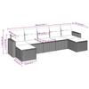 7-teiliges Gartensofa-Set mit Kissen, graues Poly-Rattan