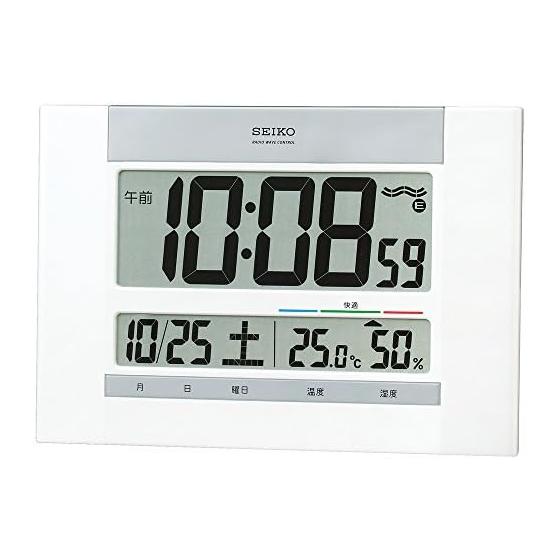 Seiko Clock Wall Clock Table Clock Radio Wave Digital Calendar Comfort Temperature Humidity Display Thin White Pearl SQ429W