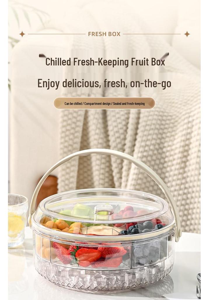 Portable Fruit Storage Bowl with Compartments and Lid