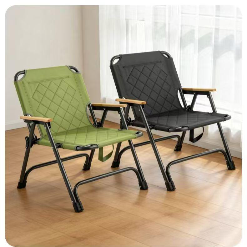 Portable Outdoor Quilted Folding Chair with Reinforced Backrest