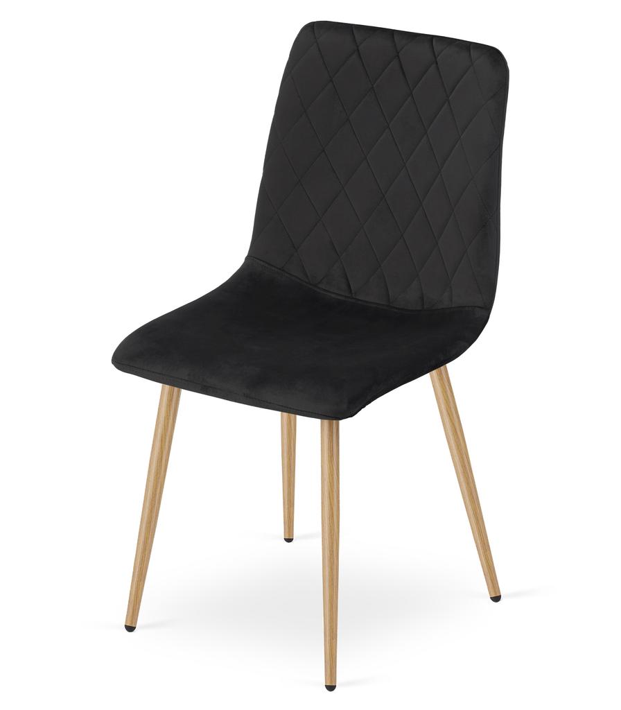 Turin Chair - Black Velvet / Wood Color Legs X 4