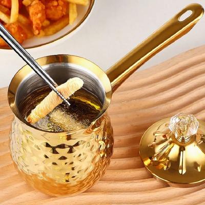 Mini copo de fritura de aço inoxidável 200ml, frigideira multifuncional com economia de óleo, copo de café com leite, pote de leite pequeno, copo de café com leite