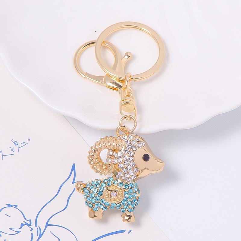 Colorful Rhinestone 3D Tiger Keychain and Metal Backpack Accessory