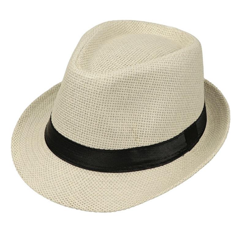 British Trilby Hat for Adult Outdoor Camping Fishing Straw Weaving Fedoras Hat