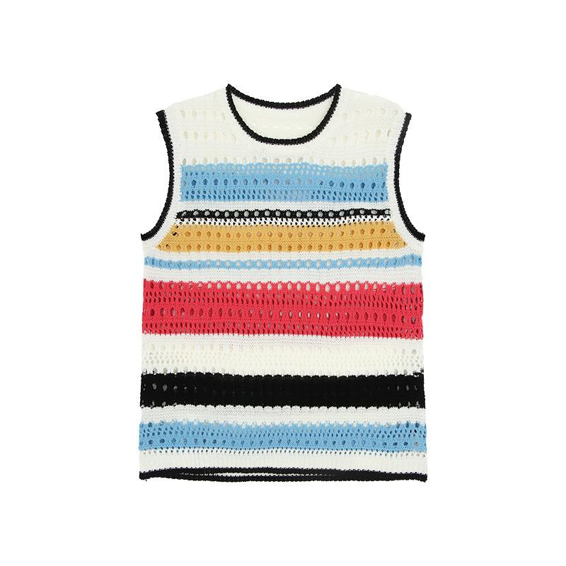 

Американський ретро в язаний топ без рукавів колор-блок L різнокольоровий