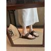 Sheepskin Version~ Thick-soled Heightening Set of Toe Cool Slippers for Women's Summer Wear with Flat-bottomed Casual Beach Sandals