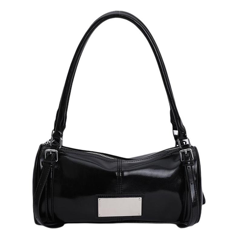 

Fashi Brand Design Shoulder Bag Retro Versatile Handbag New Waxed Leather Niche Underarm Bag Korean-style Simple Commuter Bags чёрный
