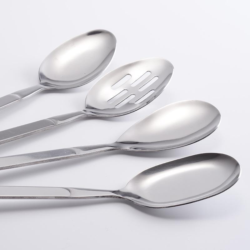 Stainless Steel Long-Handled Colander Spoon - Western Tableware for Hotels and Large Food Portions