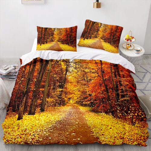 Skogslandskap Påslakan Quilt Cover Sängkläder Set Örngott Enkel Dubbel King Art
