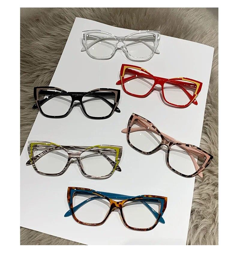 Optical Spectacle Eyeglasses Frames for Women Anti Blue Light Blocking Glasses  Designer Cat Eye Ladies Fashion Eyewear New