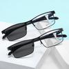 Anti-blue Light Photochromic Far Sight Glasses Multifocal Reading Glasses  Men's Half Frame Business Presbyopia Glasses