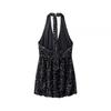 Spring and Summer New Women's Clothing, European and American Fashion Neck Deep V-neck Sequined Balloon Dress