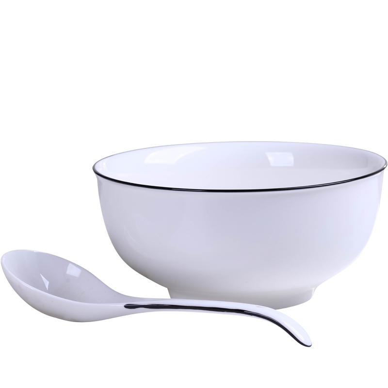 Цзиндэчжэнь Скандинавский Подглазурный Керамический Набор Суповых Мисок 8-inch Large Soup Bowl with Spoon (2-piece set)