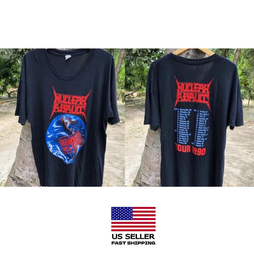 Neues Bekleidungsstück Nuklearer Übergriff Griff mit Vorsicht Tour 1990 T-Shirt Größe S-5XL Unisex T-Shirt