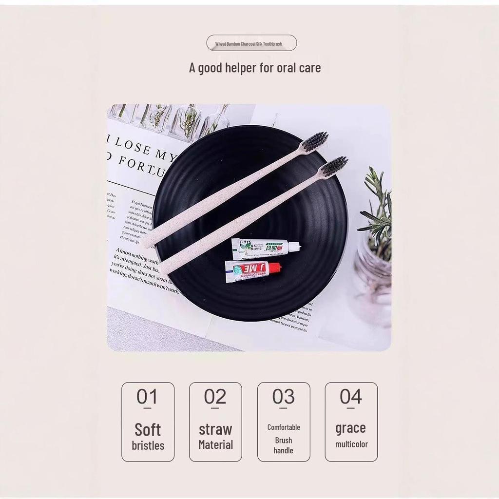 Disposable Soft Bristle Bamboo Charcoal Toothbrush for Adults - Ideal for Guests and Hotel Supplies