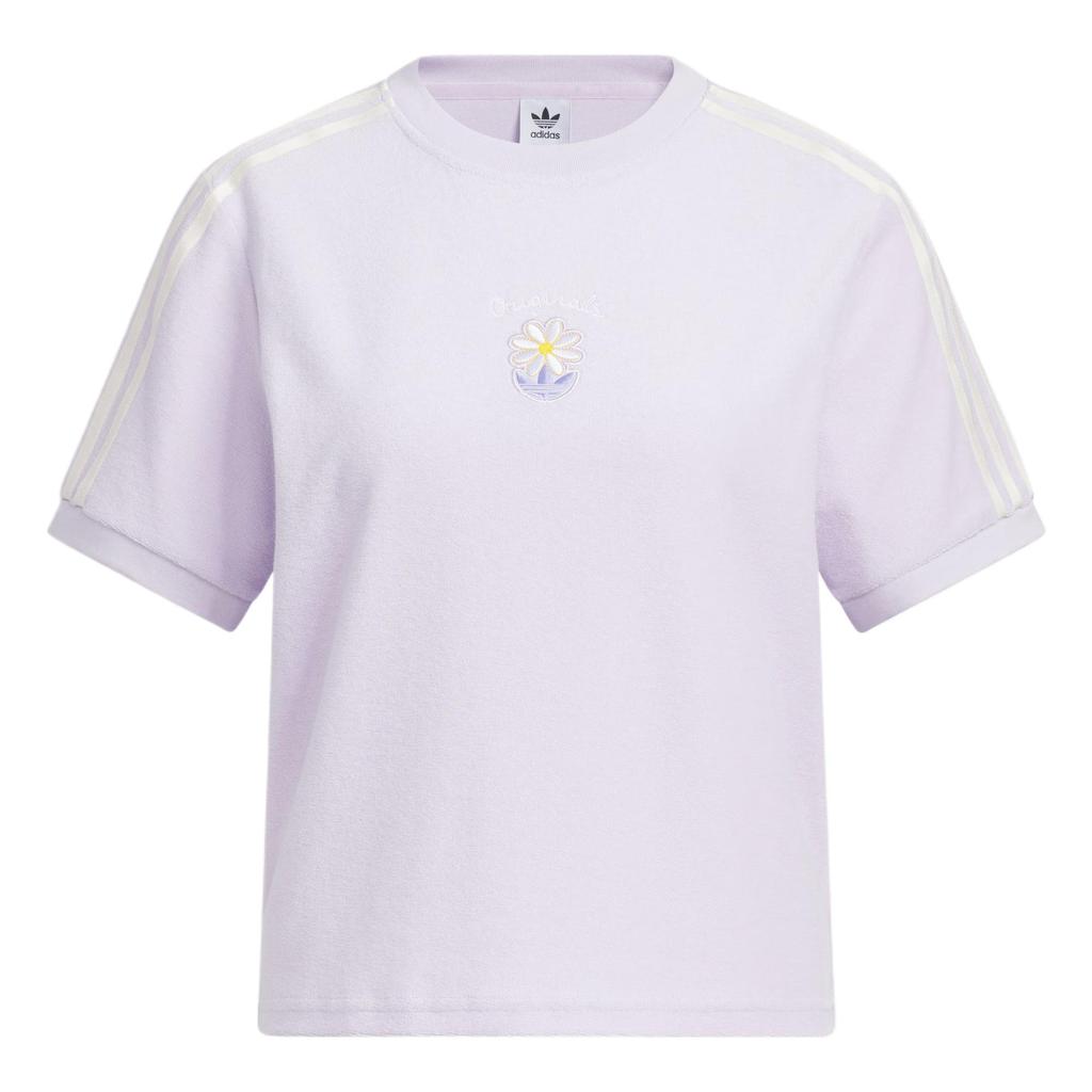 Adidas Originals Graphic T-Shirt Comfortable Soft Skin-Friendly Fashion Short Sleeve Regular T-Shirt Women Tops Light-Purple KB8961