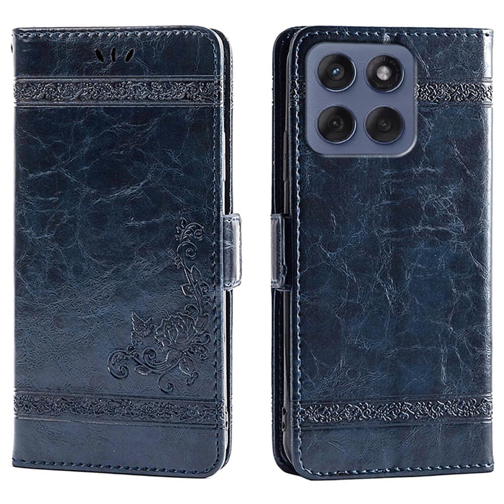 For Motorola Edge 60 Fusion 5G Case Flower Imprint Wallet Leather Phone Cover with Side Buckle