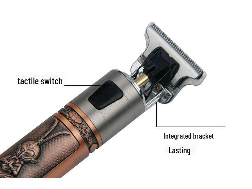 T9 Digital Display Skull Head Hair Clipper: USB Rechargeable, Zinc Alloy Trimmer for Precision Shaving and Carving.