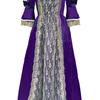Women Performance Dress Stage Show Retro Royal Style Lace Bow Decor Bell