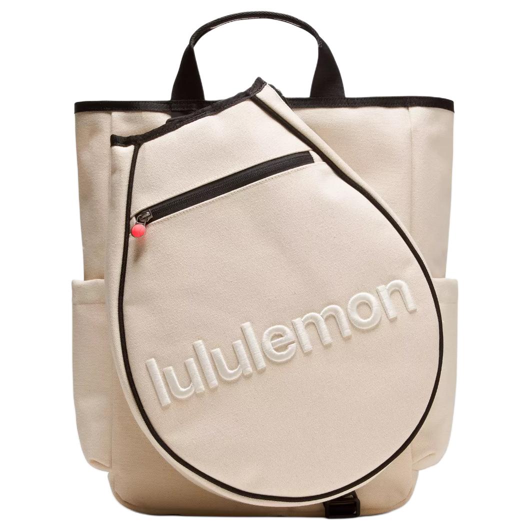 Lululemon 19L Adjustable Strap Cotton Racket Bag Women bags Natural-Black LU9DKLS-011185 Natural & Black