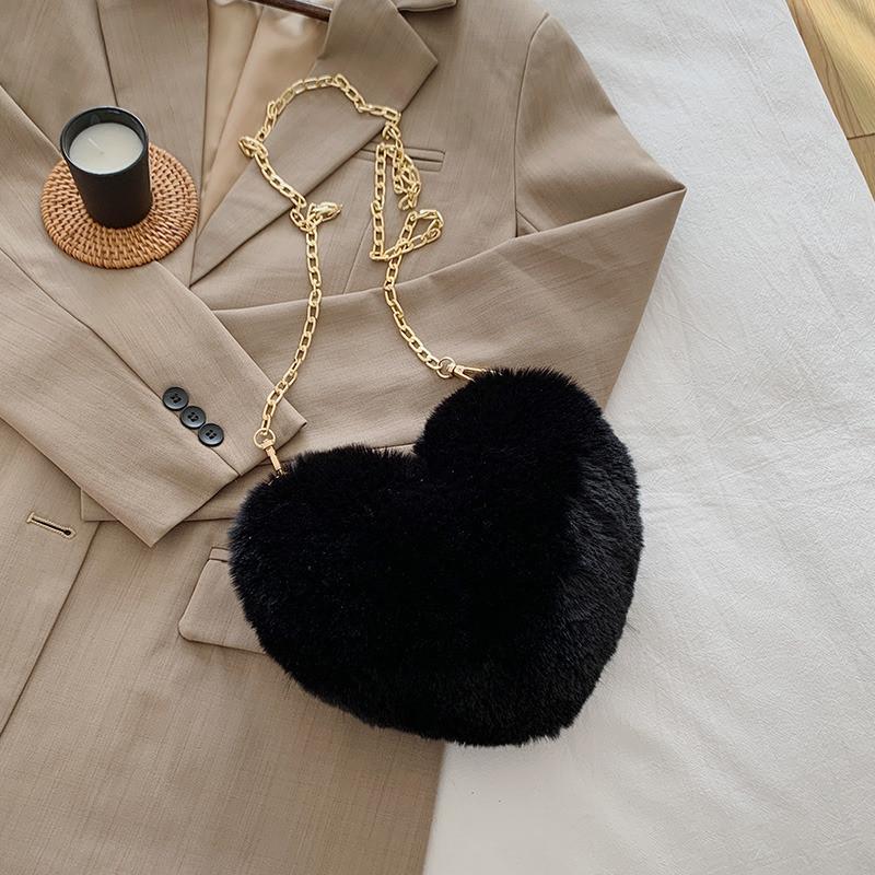 

Fashionable Women s Plush Bag Soft And Cozy Lightweight Chain Handle Purse For Daily Use