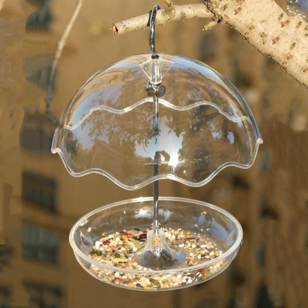 Transparent Umbrella Bird Feeder Rainproof Bird Feeding Equipment Hanging Bird Bath  Bird Supplies
