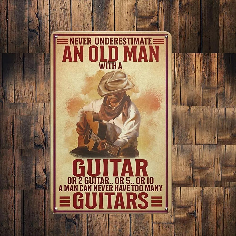 Decorate Your Bedroom with a Musical Flair: Vintage - Inspired Guitarist Metal Sign