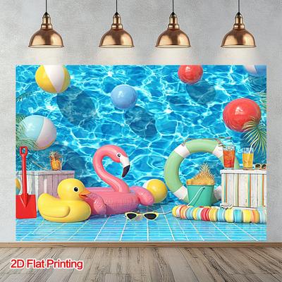 A 2D Flat-print Backdrop  Suitable for Pool Parties  To Capture the Summer Atmosphere