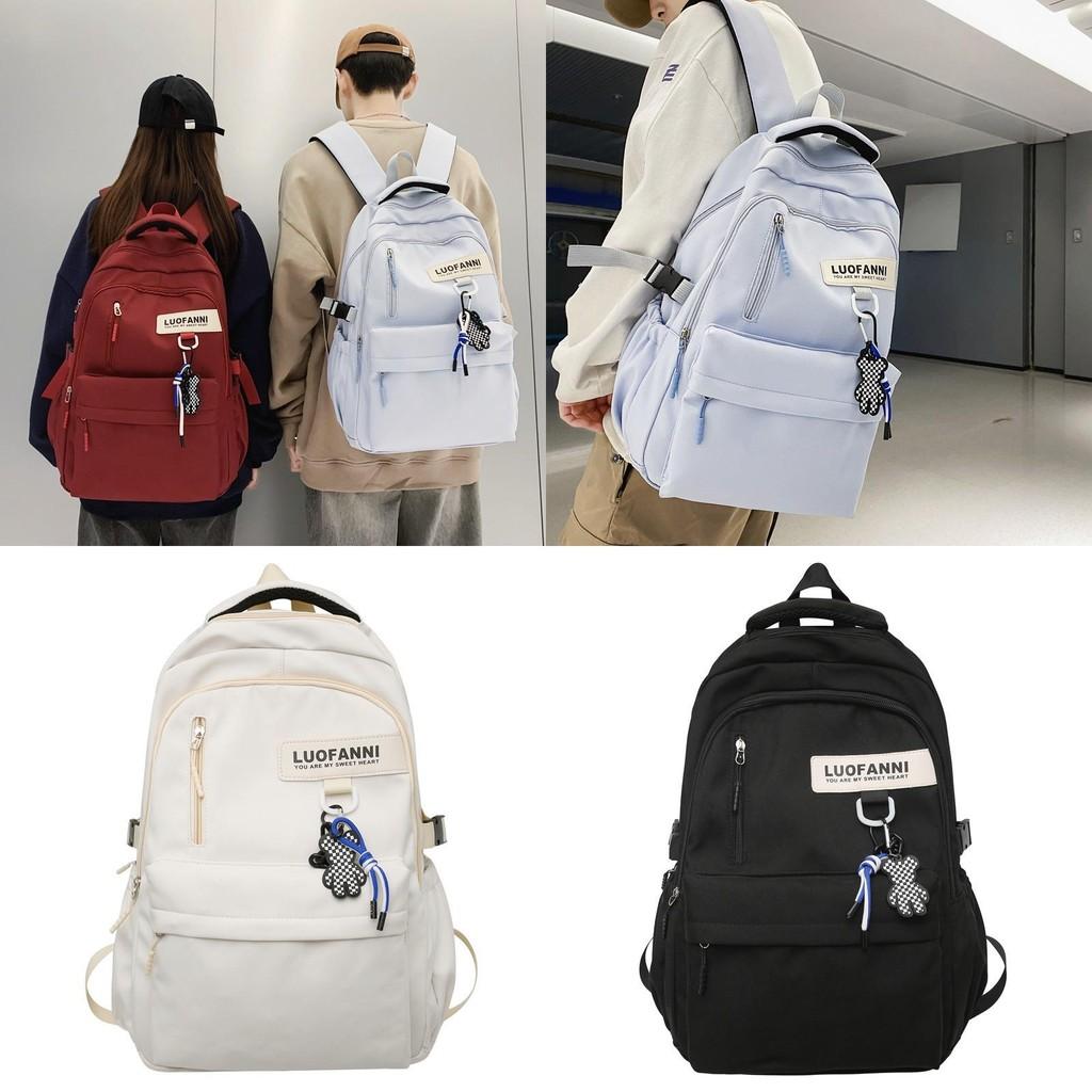 Letter Lightweight Nylon Student Backpack With Zipper Closure For High School And College Daily Use