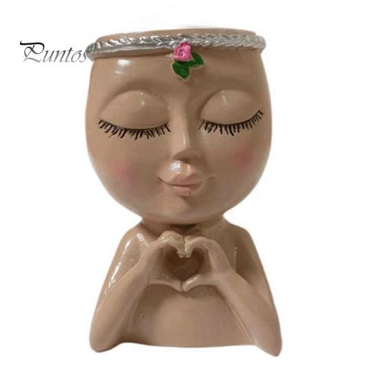 Head Planter Pots Face Pot, Cute Resin Vase for Succulents Flowers, Decorative Flower Artistic Sculpture Pot Unique Indoor Bedroom Desk Shelf