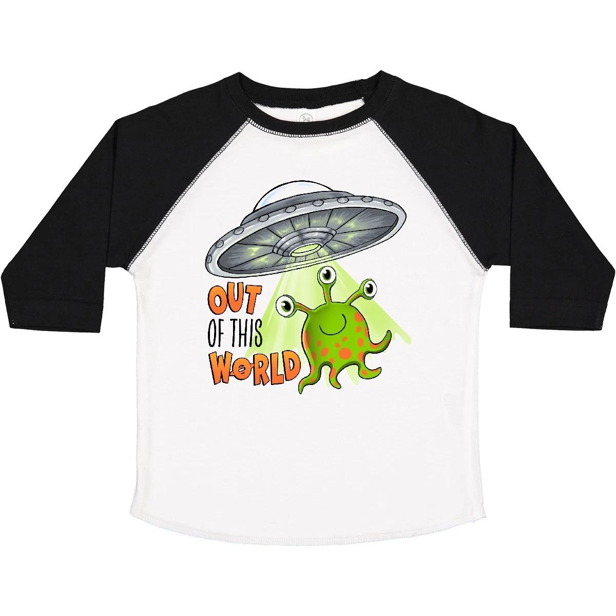 

Inktastic Out Of This World- Cute Green Alien UFO Toddler kids boys T-Shirt Kids Flying Fi 120