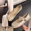 Niche Mary Jane Single Shoes Women's Flat Bottom Shallow Mouth Summer 2025 New Versatile French Round Head Small Leather Shoes