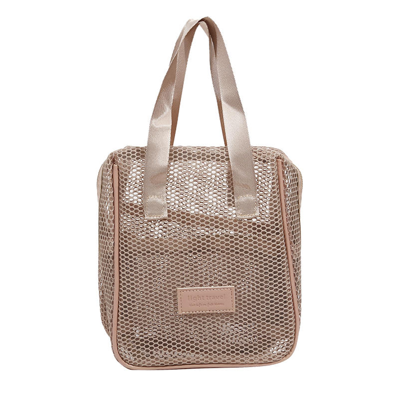 Fashionable Casual Mesh Makeup Bag Large Capacity Handheld Multifunctional Partition Travel Grooming And Storage Bag