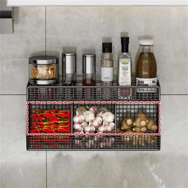 1pc Kitchen Storage Rack No Punching Seasoning Rack Wall Mounted Multi Functional Wall Mounted Household Shelf For Storage Rack
