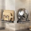 Wall Mounted Pot Lid Holder with Tray Punch Free Pot Cover Drain Rack  Storage Rack